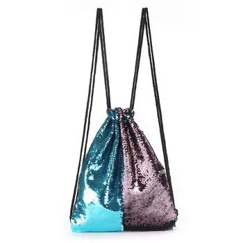 Мода Русалка двойной цвет блёстки шнурок рюкзак для женщин блеск Bling сумки на плечо обувь для девочек путешествия повседневное Сумочка с па... - купить со скидкой