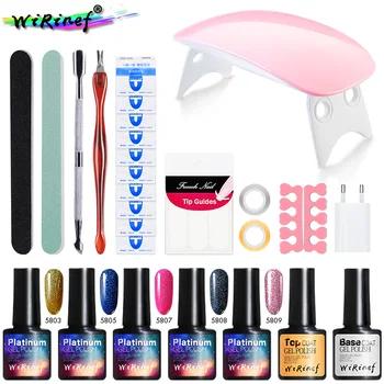 WiRinef 28 шт./компл. УФ ногтей грунтовка для геля Gel Top Coat клей УФ светодио дный Сушилка для ногтей Nail Art Маникюр гель лак комплект - купить со скидкой