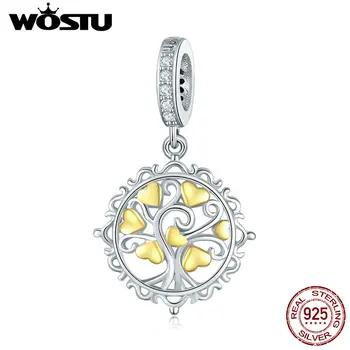 WOSTU 100% Серебро 925 пробы желтый любит дерево Подвеска-Шарм браслет и Цепочки и ожерелья подвеска Уникальный Модный Подарок для ювелирных изде... - купить со скидкой