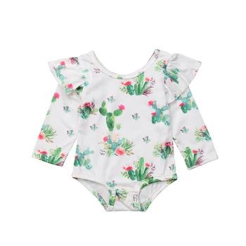 Боди для маленьких девочек, одежда для новорожденных с рисунком кактуса, боди с длинными рукавами для девочек, цельная одежда для малышей, х... - купить со скидкой