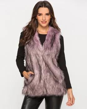 Искусственный мех осень зима новый шаблон Твердые Ложные удобные утепленная одежда модная кожаная куртка для женщин жилет - купить со скидкой