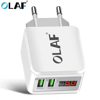Олаф USB зарядное светодио дный дисплей EU/US штекер Dual USB 2.1A Быстрый Телефон переходник для зарядного устройства настенный дорожный зарядное у... - купить со скидкой