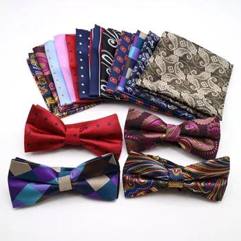 Классический Для мужчин с цветочным принтом в Dot Pocket Square луки галстук комплект Регулируемый платок с бантом комплекты Свадебная вечеринка г... - купить со скидкой