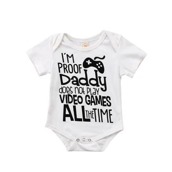 Новый хлопок новорожденного для маленьких мальчиков девочек боди короткий рукав Письмо печати комбинезон летняя детская одежда - купить со скидкой