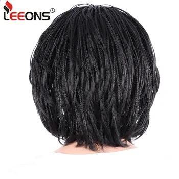Leeons 12 inchMicro коса парик афроамериканца плетеные парики высокого Температура волокна волос для черный Для женщин короткие боб парик с челкой - купить со скидкой