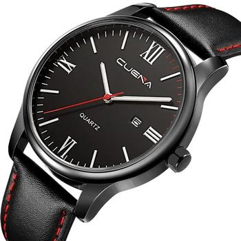 Cuena Для мужчин кварцевые часы модного бренда Повседневное часы мужской часы из натуральной кожи Relojes Водонепроницаемый Наручные часы Relogio ... - купить со скидкой