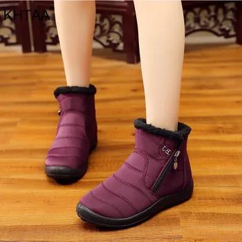 Большие размеры, женские теплые зимние ботильоны на меху, зимняя обувь на плоской платформе на молнии, Женская непромокаемая обувь 2018, модна... - купить со скидкой