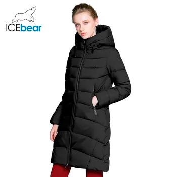 ICEbear 2018 Новинка высококачественная зимняя куртка женская с капюшоном ветрозащитная куртка средней длины высококачественный металлический... - купить со скидкой