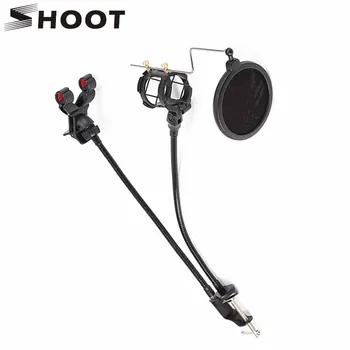 SHOOT Professional микрофон Стенд поп-фильтр 360 градусов Регулировка телефона крепление стенд для трансляции караоке кронштейн Mic наборы - купить со скидкой
