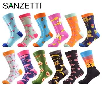SANZETTI 12 пар/лот Новинка Для мужчин смешно хлопок носки скейтбордиста Мода Фламинго узор Повседневное экипажа Сумасшедший носки для вечерино... - купить со скидкой