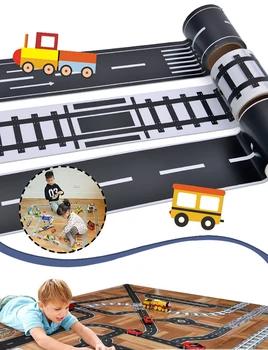 Черный, белый цвет клейкой ленты клея набор железная дорога Moto васи ленты широкие трафика Sticky Бумага Скотч для детей игрушки автомобиля play - купить со скидкой