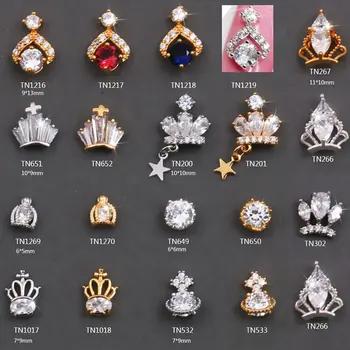 5 шт./лот 3D сплав Циркон Nail art Украшение Циркон Корона серии ногти аксессуары верхнего уровня Кристалл Маникюр подвески - купить со скидкой
