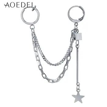 AOEDEJ Kpop корейские серьги из нержавеющей стали круглые серьги для женщин длинные кисточки звезда серьги двойной пирсинг букле d'oreille - купить со скидкой