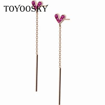 TOYOOSKY 925 пробы серебро Цвет CZ подвеска в форме сердца серьги ювелирные изделия с уплотнением падения Придерживайтесь для Для женщин девочек ... - купить со скидкой