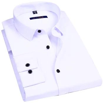 Эластичность Slim Fit для мужчин платье повседневное рубашка с длинными рукавами Белый Черный Синий Красный мужской социальной формальная руб... - купить со скидкой