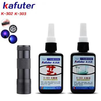 Сильный 2 шт. 50 г K-302/K-303 kafuter УФ клей + портативный УФ-Фонарик УФ-отверждения клей акриловый прозрачный пластик стекло клей - купить со скидкой