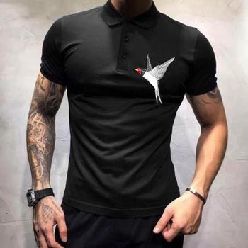 Бесплатная доставка Лето Хлопковая футболка мужской большой вышивкой с отложным воротником футболка мужская Большие размеры Мужская футб... - купить со скидкой