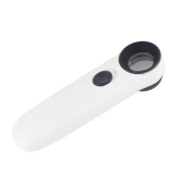 Ручной 2 светодио дный свет лупы Чтение увеличительное Стекло объектива Ювелирные изделия Лупа 40X M10 - купить со скидкой