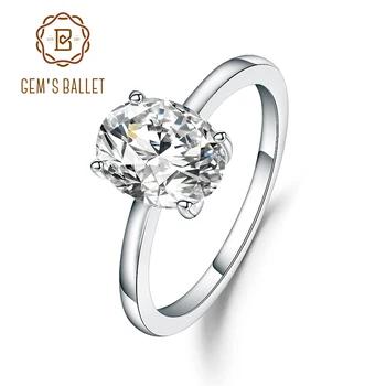 Gem Балетки белый CZ Модные украшения 2.36Ct овальные кубического циркония Свадьба Promise Ring натуральная 925 пробы Серебряное кольцо для Для женщин - купить со скидкой