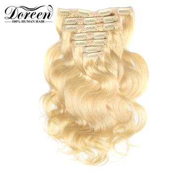 Doreen полная голова Европейский искусственные волосы одинаковой направленности волос 120 г 160 г 200 г 14 "до 24" тела волнистые клип в пряди человеч... - купить со скидкой