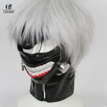 ROLECOS Токио вурдалак Косплэй маска Kaneki Кен Косплэй Для мужчин маска Искусственная кожа Блиндер черный аниме Косплэй Блиндер аксессуары - купить со скидкой