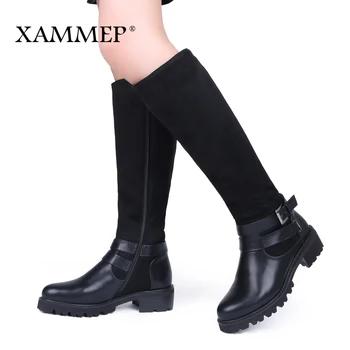 Женская зимняя обувь, сапоги до колена, большой размер, высокое качество, кожаная Брендовая женская обувь, шерсть и плюш, женские зимние сапо... - купить со скидкой