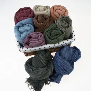 Оптовая торговля шарфами 190*80 см хлопковый шарф Для женщин модный бренд высокое качество джинсовые шарфы бренда Denim кисточкой шаль Хиджаб 10 ... - купить со скидкой