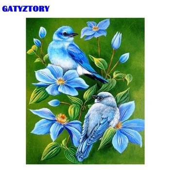 GATYZTORY Frame птицы и цветы DIY Краски ing по номерам Акриловая Краски по номерам Животные Современные Wall Art Холст Краски ing 40x50 - купить со скидкой