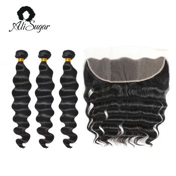 Али сахар волос Филиппин волосы девственницы свободная волна волос пучки волос с уха до уха кружева фронтальной естественная Цвет - купить со скидкой