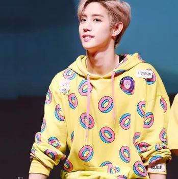 Весна Осенняя мода пончики печати толстовки для мужчин и женщин KPOP GOT7 Марк просто правый BTS Чжон Кук же Толстовка Большие размеры - купить со скидкой