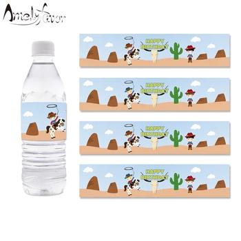 Ковбойские вечерние этикетки для бутылок ковбой на день рождения бутылка для воды обертки дети День рождения поставляет украшения Baby Shower Д... - купить со скидкой