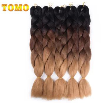 Томо 24 "100 г/упак. 2 3 4-tone Ombre Моноволокно гигантские косы Наращивание волос Синтетические вязанная косами волос 60 см - купить со скидкой