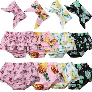 2018 Короткие трусы с цветочным рисунком для новорожденных девочек, повязка на голову, одежда для детей 0-24 месяцев - купить со скидкой