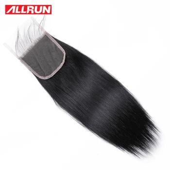 Allrun волосы Малайзия закрытия прямые человеческие волосы кружева закрытия 4x4 бесплатно/средний/три части 8 "-20" натуральный не Реми бесплатна... - купить со скидкой