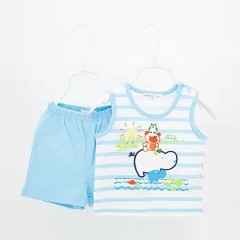 Из двух частей Детские комплект для мальчиков хлопчатобумажные, с мультипликационными персонажами жилет Шорты костюм Детский комплект 6 м... - купить со скидкой