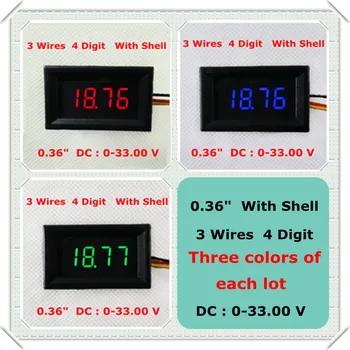 RD 3 цвета 0-33.00 В Цифровой вольтметр с Shell 4 цифры 0.36 "три провода Напряжение Панель метр Дисплей светодиодный [6 шт./лот] - купить со скидкой