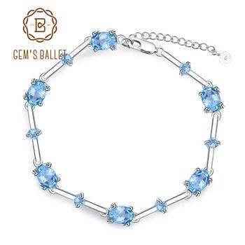 Gem балетки 925 пробы серебряный браслет 7.95Ct натуральный Швейцарский голубым топазом Браслеты и браслеты для Для женщин свадебные Fine Jewelry - купить со скидкой