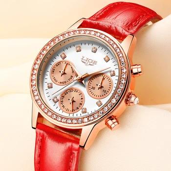 2018 LIGE Элитный бренд Женская мода повседневное кожа кварцевые часы дамы алмаз платье часы Multi-function Relogios Feminino - купить со скидкой