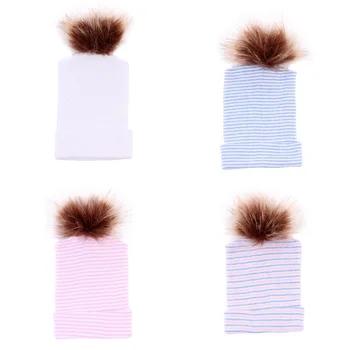 Emmababy прекрасный ребенок новорожденный малыш младенческой мальчики девочки хлопок вязать меховая шапка Кепки Beanie - купить со скидкой
