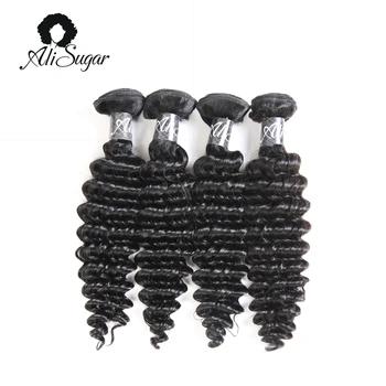Али сахар волосы перуанской глубокая волна волос 100% натуральная волосы дважды уток машинного производства 4 пучки волос натуральный Цвет - купить со скидкой