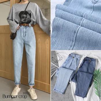 Натуральная BUMPERCROP женщина джинсы для женщин 2019 Весна Новый дизайн винтаж синий шаровары мальчик друг брюки девочек свободные отбеленные - купить со скидкой