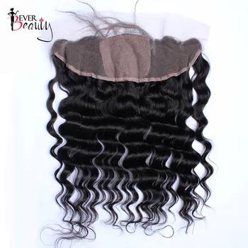 Свободная волна шелковая основа закрытие бразильский 13X4 кружева лобной закрытия с ребенком волос натуральный волос 8-20 дюйм(ов) Ever beauty Remy - купить со скидкой