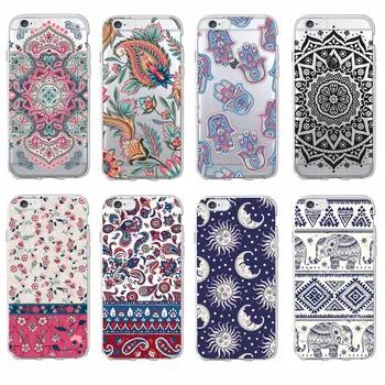 Для iPhone 7 плюс 6 s 8 X XS Max SAMSUNG Boho индийский цветочный Лотос слон Пейсли Племенной мягкие чехол для телефона - купить со скидкой