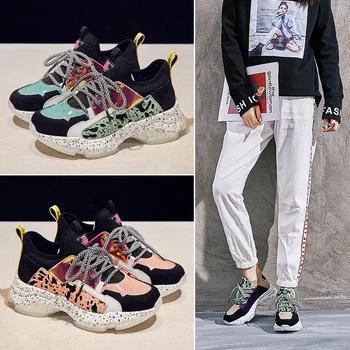Повседневная женская обувь из натуральной кожи кроссовки весна Новинка zapatos de mujer Лоскутная Модная брендовая женская обувь - купить со скидкой