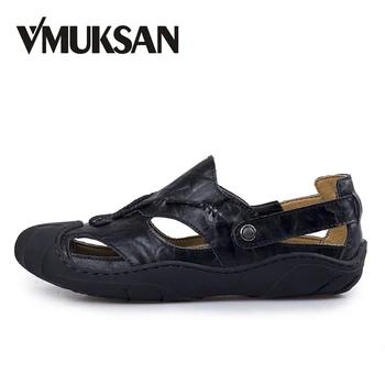 VMUKSAN/дышащая летняя повседневная обувь для мужчин, большие размеры 38-46, мягкая мужская обувь из спилка, модель 2019 года, мужские сандалии ручн... - купить со скидкой