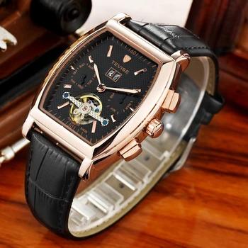 TEVISE для мужчин Tourbillon автоматические деловые часы водостойкий Квадратный Циферблат Бизнес повседневное Relogio Automatico Masculino с коробкой - купить со скидкой