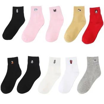 1 пара Для женщин спортивные носки мода вышивка собака узоры Хлопок зима милый мультфильм Мопс бульдог носок женские короткие носки с живот... - купить со скидкой