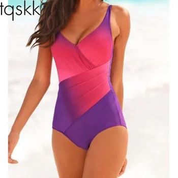 Tqskk 2019 новые пикантные летние женский купальник с мягкими чашечками Одна деталь купальник набор пляжная Купальники ретро Винтаж Монокини б... - купить со скидкой