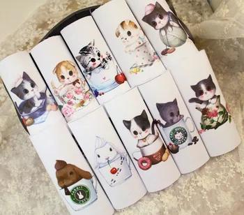 12*12 см чашка кошка 100% хлопок холст ткань позиционная ткань ручной работы diy Лоскутная Ткань Цифровая печатная ткань - купить со скидкой