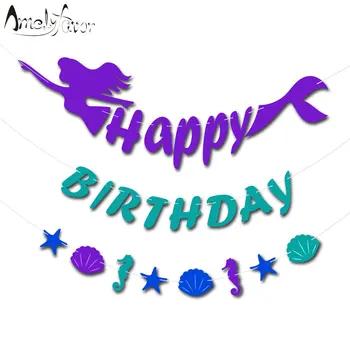 Русалки баннеры нулевой День рождения украшения Дети события вечерние и вечеринки поставки День рождения украшения Дети - купить со скидкой